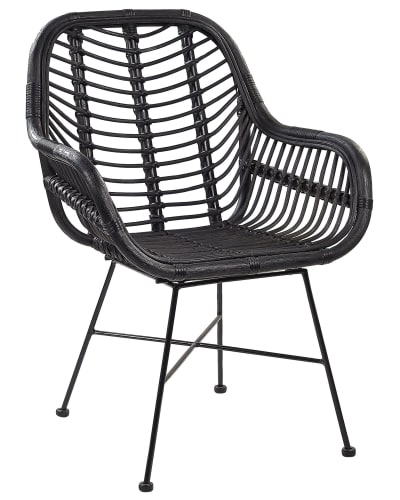Chaise de salle à manger en rotin noir 64x89cm