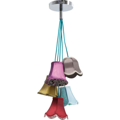Suspension bohème 5 abat-jours en tissu