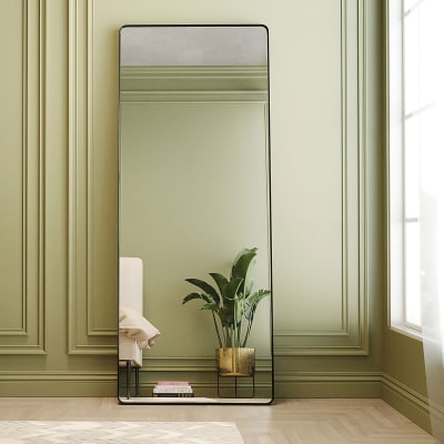 Miroir bords arrondis en métal noir 200x80