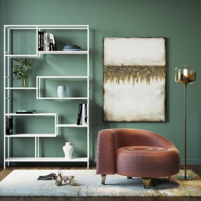 Lampadaire en acier doré et verre h160