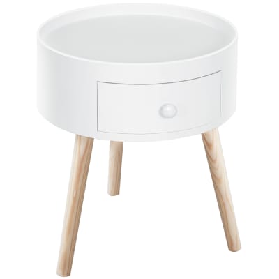 Chevet table de nuit ronde 1 tiroir design scandinave bicolore