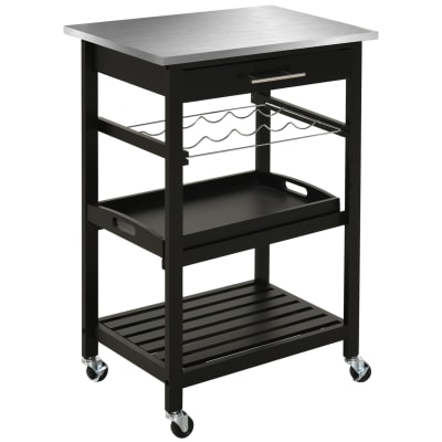 Desserte de cuisine multi-rangements plateau acier inox