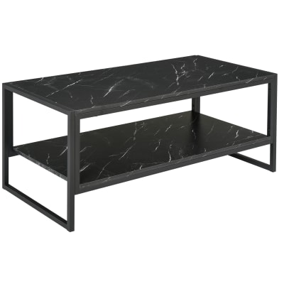 Table basse moderne avec plateau en marbre et base en métal