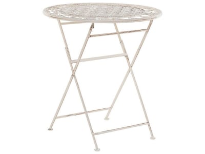 Table ronde 2 personnes en métal beige