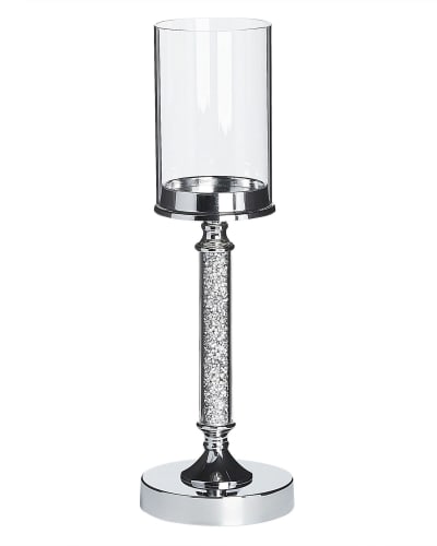 Bougeoir 41 cm verre argenté