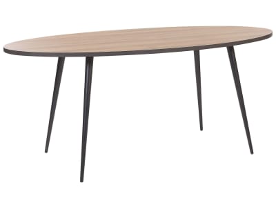 Table de salle à manger ovale effet bois foncé 6 places