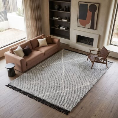 Tapis moderne tout doux à motif lignes beige et gris clair 120x170