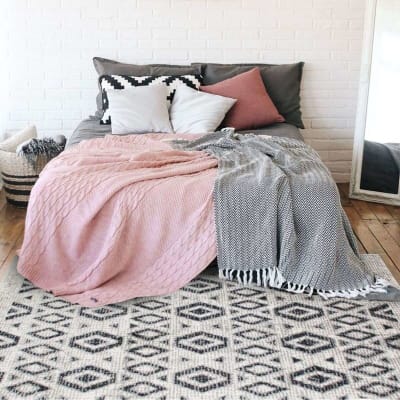 Tapis esprit scandinave à motifs losanges gris beige 120x170