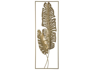 Décoration murale feuille 90 cm métal doré
