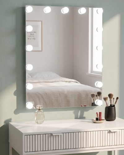 Miroir de salle de bain led en métal argenté 50x40