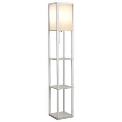 Lampadaire étagère h160 cm 3 étagères 4 niveaux blanc