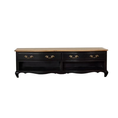 Meuble tv style shabby chic plateau en chêne noir