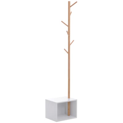 Porte-manteaux blanc bois bambou