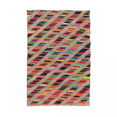 Tapis en jute tissé à la main motif ethnique, multicolore 200x290