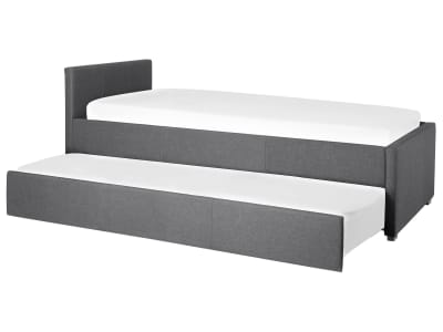 Lit gigogne en tissu gris 90x200