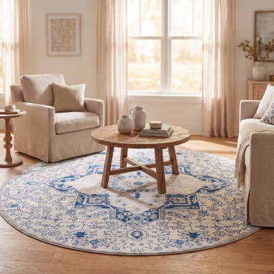 Tapis de transition en polypropylène beige/bleu, 201 cm