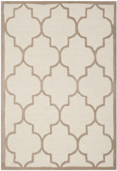 Tapis treillis en laine blanc/beige, 122 x 183 cm
