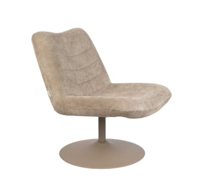 Fauteuil lounge en velours doux beige