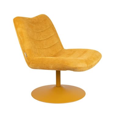 Fauteuil lounge en velours doux jaune