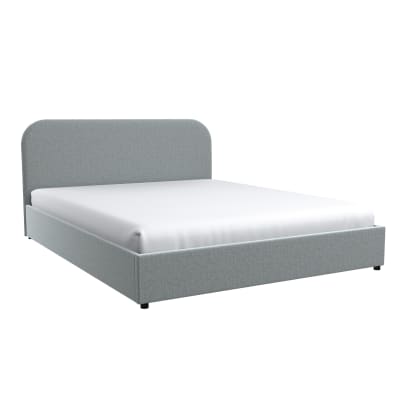 Lit double 160x200 cm avec coffre en tissu gris