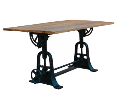 Table en bois massif de style industriel réglable