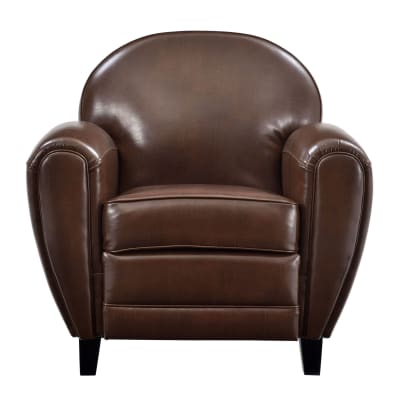 Fauteuil marron en croûte de cuir enduite