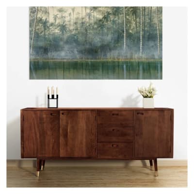 Buffet en bois 3 portes 3 tiroirs et détails dorés