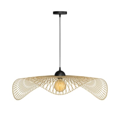 Suspension d75 cm en bambou avec fil noir