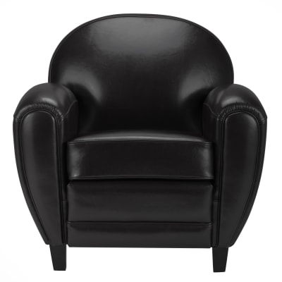 Fauteuil noir en croûte de cuir enduite