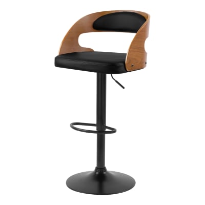 Chaise de bar réglable 62/84 cm et pivotante en cuir synthétique noir