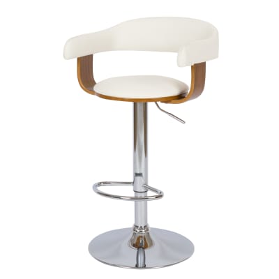 Chaise de bar réglable et pivotante 62/84 cm en cuir synthétique blanc