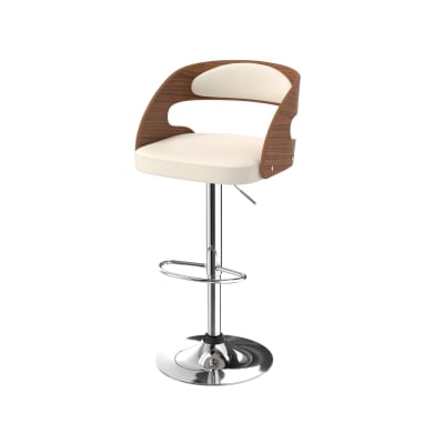 Chaise de bar réglable 62/84 cm et pivotante en cuir synthétique blanc