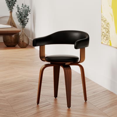Chaise avec accoudoirs en cuir synthétique noir