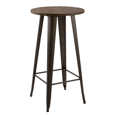 Table de bar ronde 2 personnes en bois foncé d60 cm