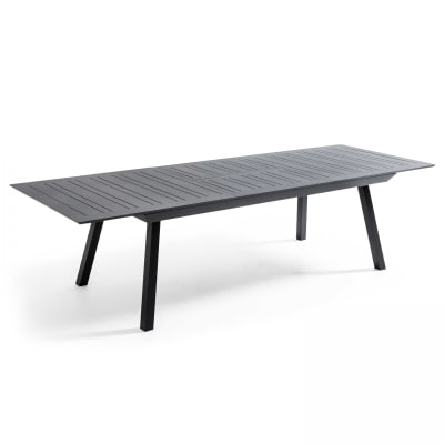 Table de jardin extensible en aluminium gris 8 à 12 places