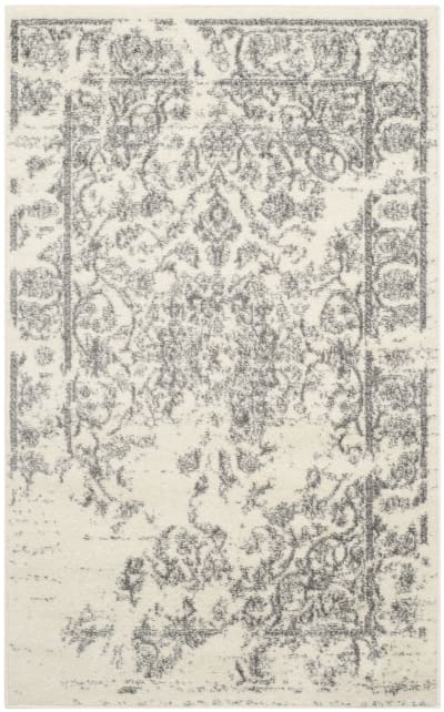 Tapis patiné en polypropylène blanc/argent, 122 x 183 cm