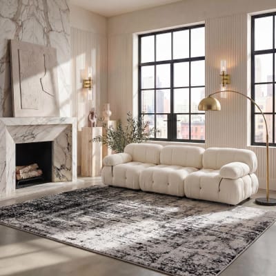Tapis contemporain en polypropylène argent/noir, 155 x 229 cm