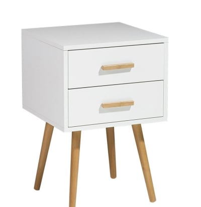 Table de nuit à 2 tiroirs blanc