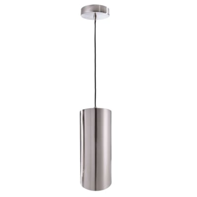 suspension cylindrique métal argent satin