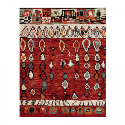 Tapis berbère motif ethnique, idéal pour un salon, rouge 120x170
