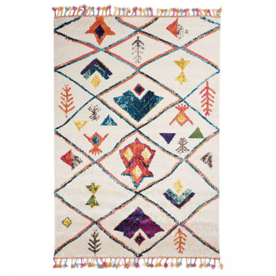 Tapis carré motif berbère, idéal pour une chambre, blanc 160x160