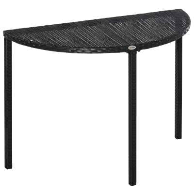 Table de jardin demi cercle résine tressée 4 fils imitation rotin noir