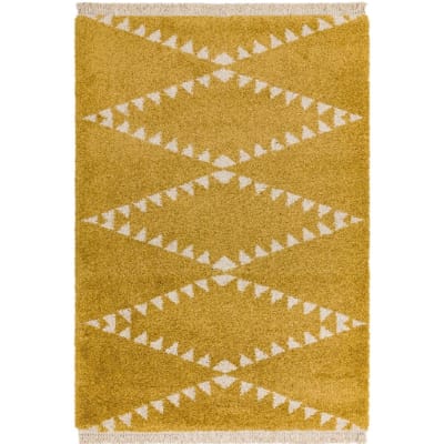 Tapis épais style berbère jaune 120x170 cm