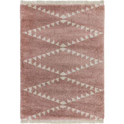 Tapis poils épais style berbère rose 120x170 cm