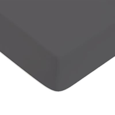 Drap housse coton  uni bonnet 25cm zinc 90x200cm