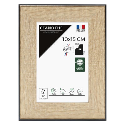 Cadre photo bois noir 10x15 cm résine recyclée
