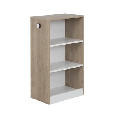 Petite bibliothèque 3 niveaux couleur chêne et blanc