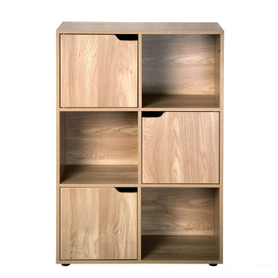 Meuble à 6 cases avec trois portes - bois