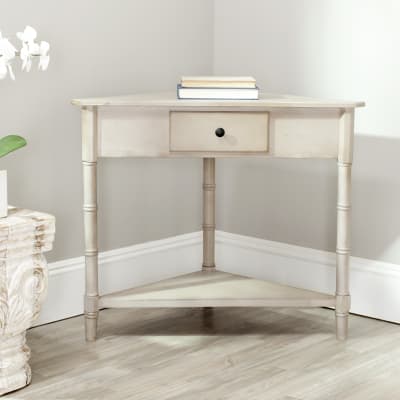 Table d'appoint en bois de pin, gris vintage
