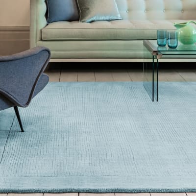 Tapis tufté main en laine bleu ciel 120x170 cm